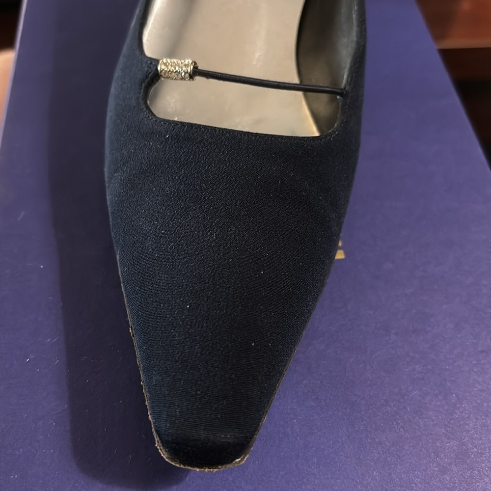 Vintage Stuart Weitzman DAWSON NAVY
PEAU DU SOIE 5 1/2 - Picture 7 of 16